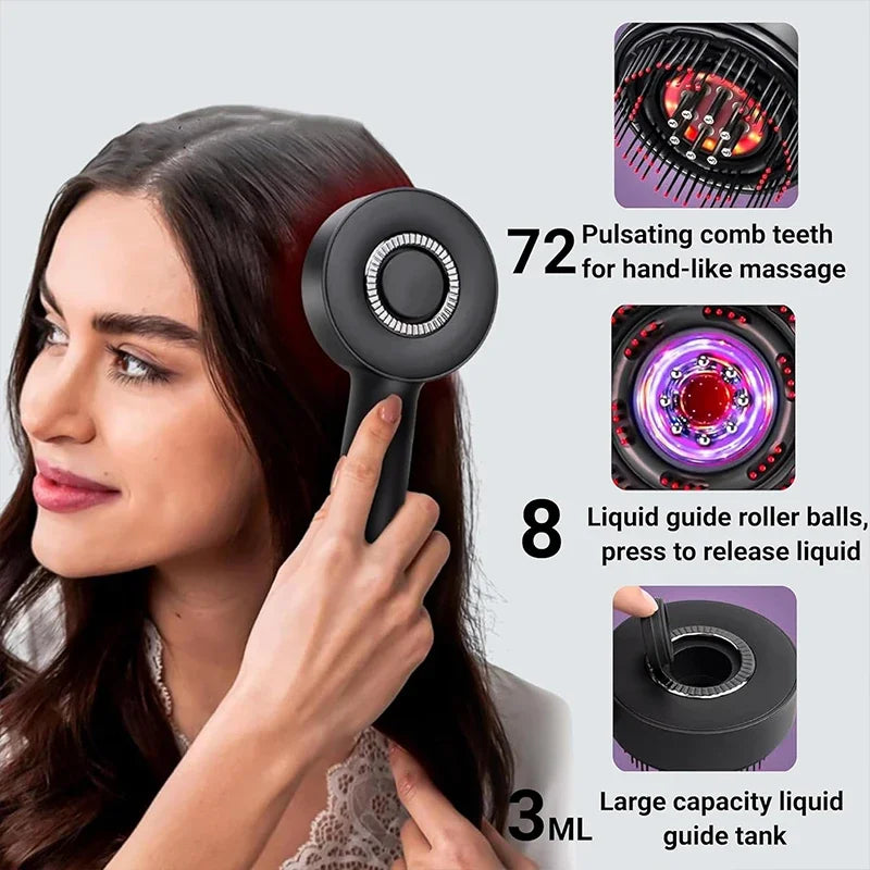 Electric Vibration Massage Comb with Red Light Therapy – Waterproof Scalp Massager for Hair Care