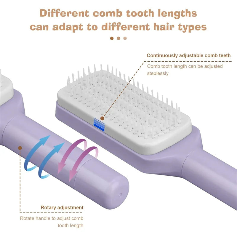 Self-Cleaning Spinning Hair Comb | Anti-Static, Retractable Massage Comb
