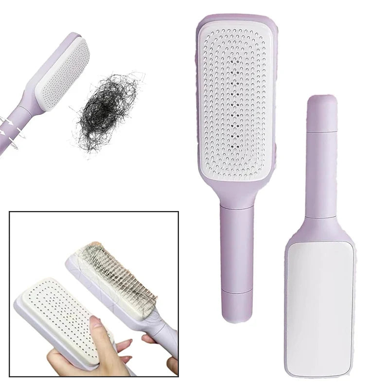 Self-Cleaning Spinning Hair Comb | Anti-Static, Retractable Massage Comb