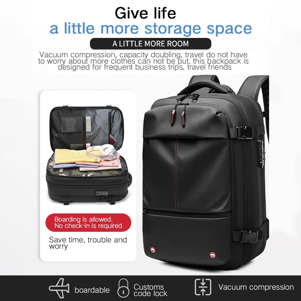 Travel Backpack | Vacuum Compression 17'' Laptop Bag – Large Capacity, Business & Hiking