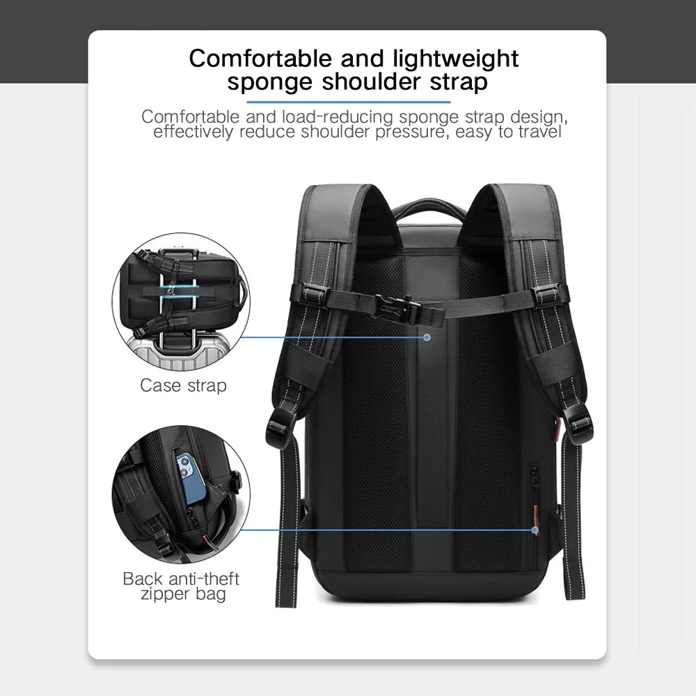Travel Backpack | Vacuum Compression 17'' Laptop Bag – Large Capacity, Business & Hiking