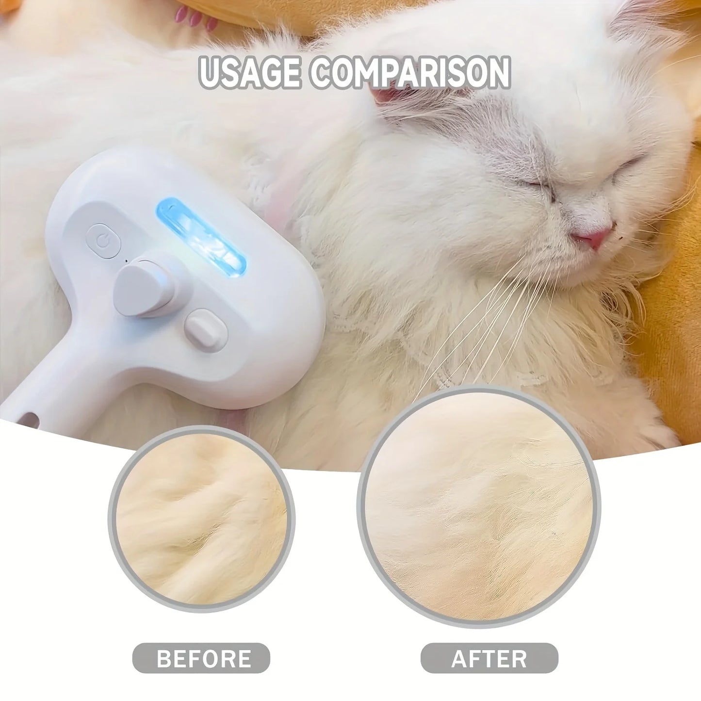 Pet Spray Hair Comb – Multifunctional Grooming Brush with Water Mist and Dematting Features for Cats and Dogs