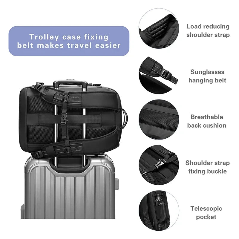 Vacuum Compression Backpack with Pump | Large-Capacity Travel & Business Laptop Bag – Black