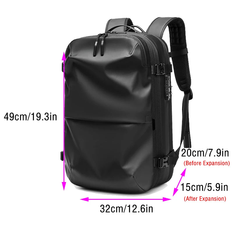 Vacuum Compression Backpack with Pump | Large-Capacity Travel & Business Laptop Bag – Black