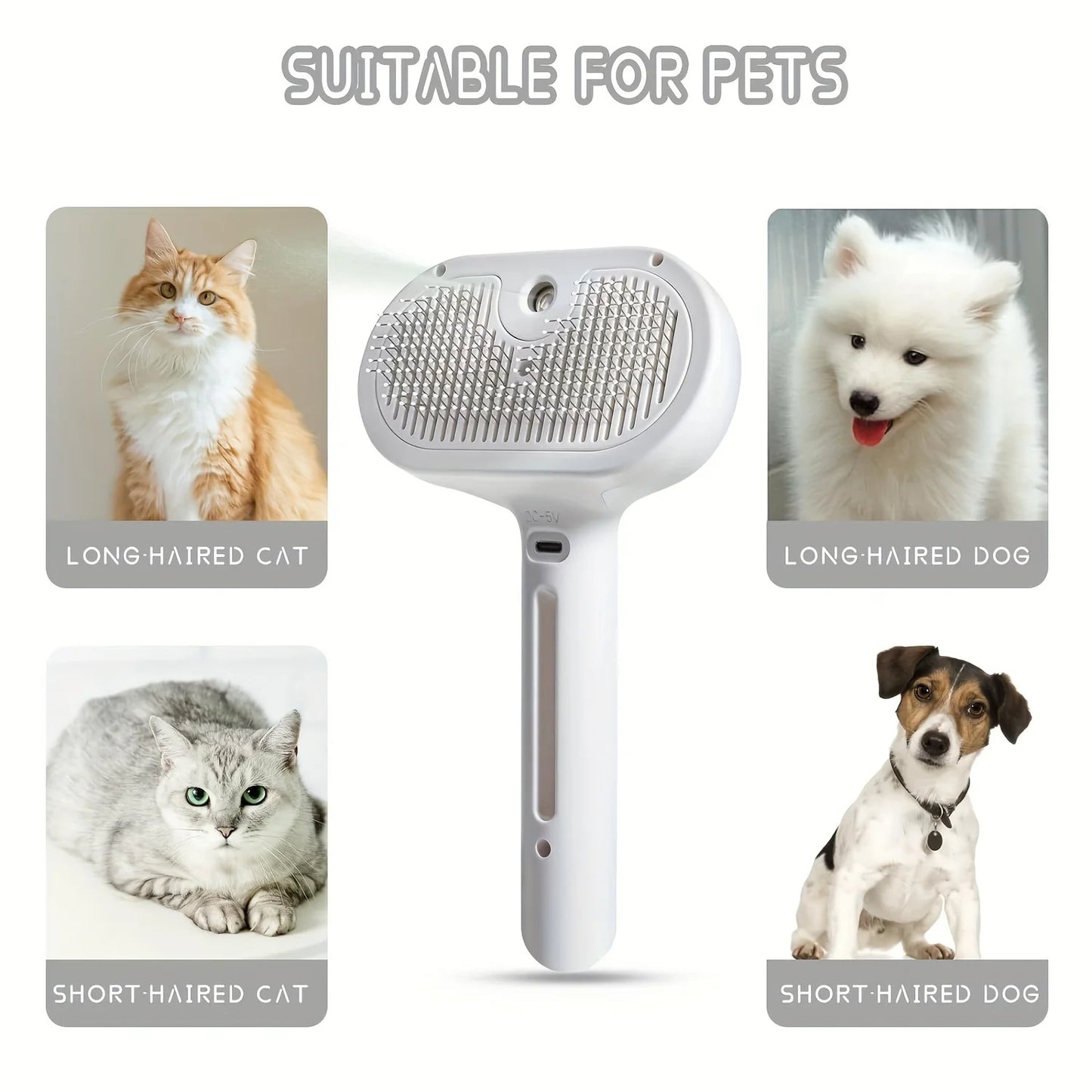 Pet Spray Hair Comb – Multifunctional Grooming Brush with Water Mist and Dematting Features for Cats and Dogs