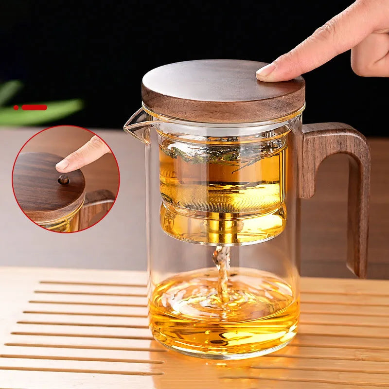 Magnetic Glass Teapot with One-Click Infuser