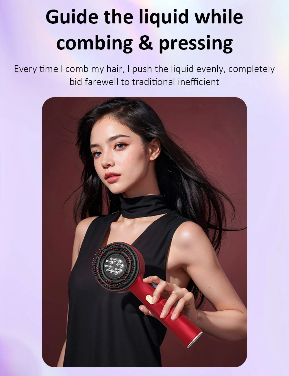 Electric Vibration Massage Comb with Red Light Therapy – Waterproof Scalp Massager for Hair Care