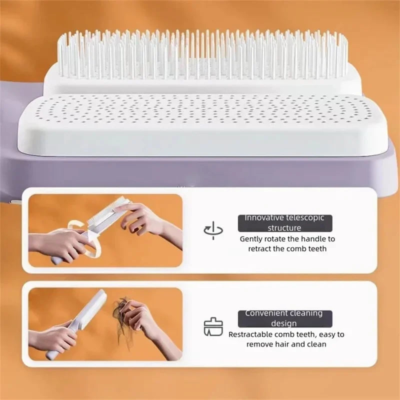 Self-Cleaning Spinning Hair Comb | Anti-Static, Retractable Massage Comb